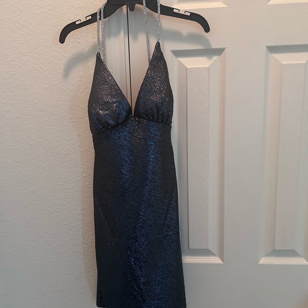 Elegant dark blue strap Dress